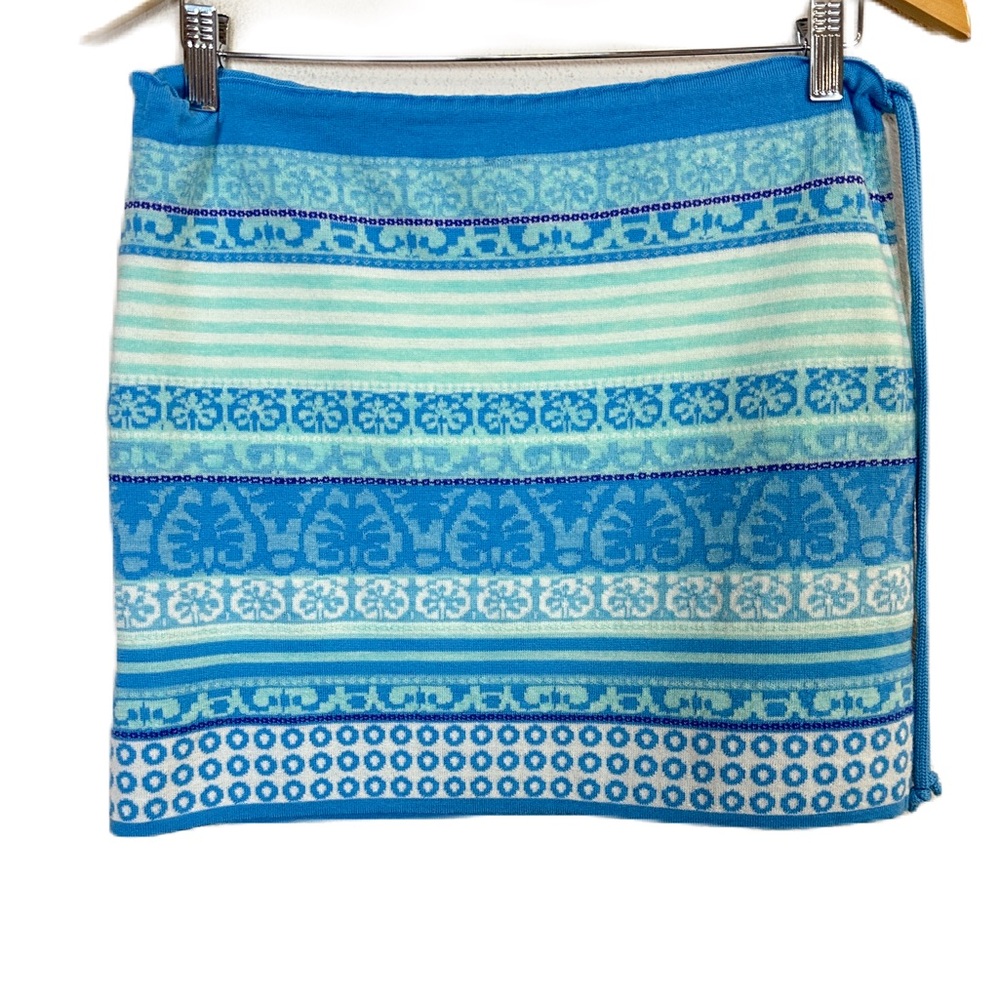 Icelandic Design Chloe Blue‎ Mini Skirt Merino Wool Fair Isle Women's Medium NWT